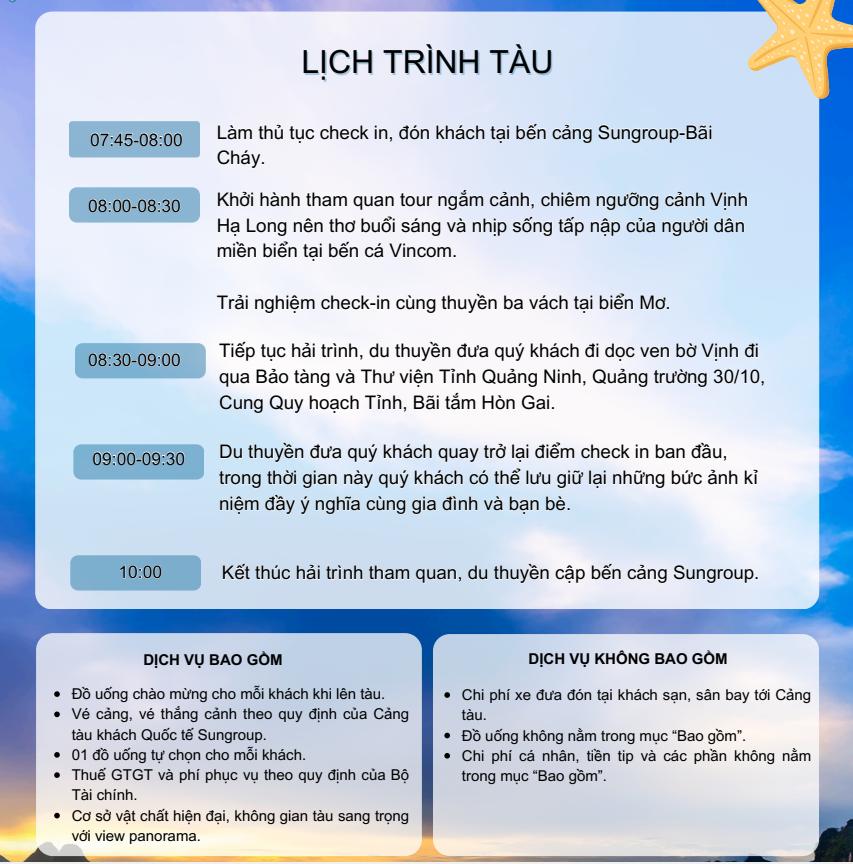 Tour thăm vịnh Hạ Long sáng của du thuyền Azuze 9