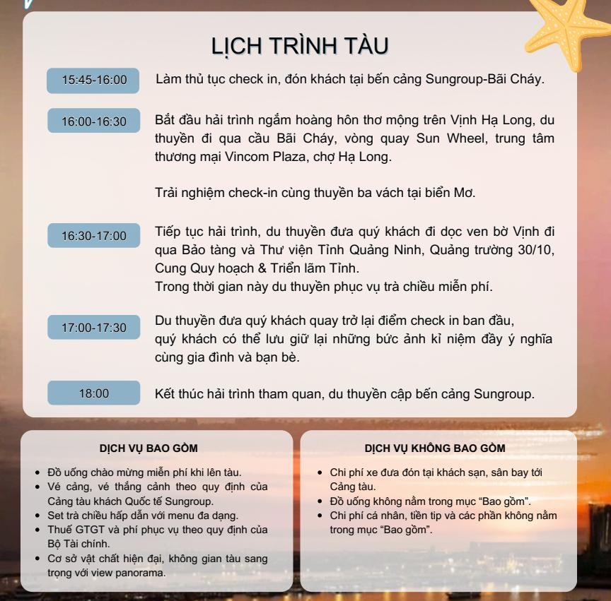 Lịch trình thăm Vịnh Hạ Long buổi chiều của du thuyền Azuze 9